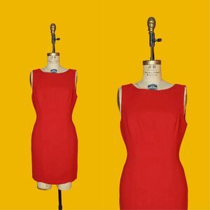 1990s-Y2K BCBG Dresses  Deep RED WIGGLE Shift Sleeveless Cocktail Dress. Medium